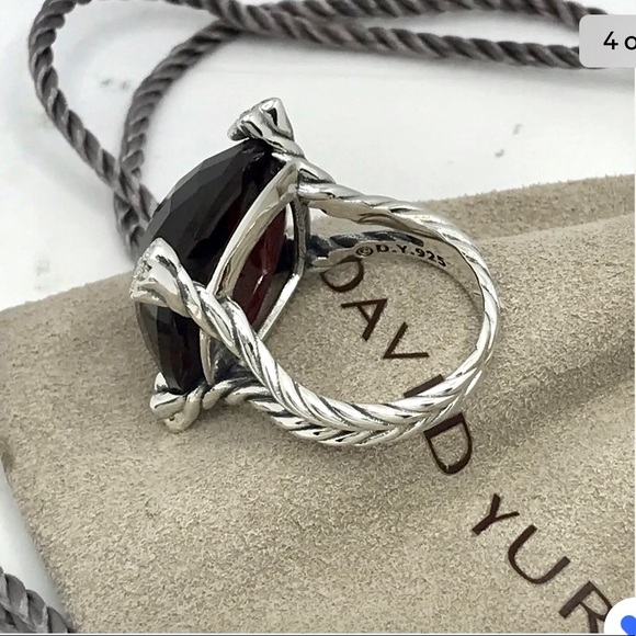 Auth David Yurman cushion on point 20mm garnet & Diamond ring w/ dy pouch sz 7! - Picture 3 of 8